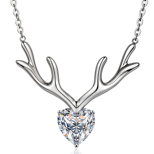 Deer Heart Necklace in 92.5 Sterling Silver With Diamond like Brilliance Zirconia