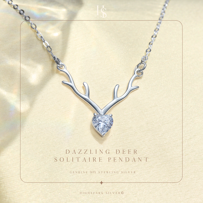 Deer Heart Necklace in 92.5 Sterling Silver With Diamond like Brilliance Zirconia