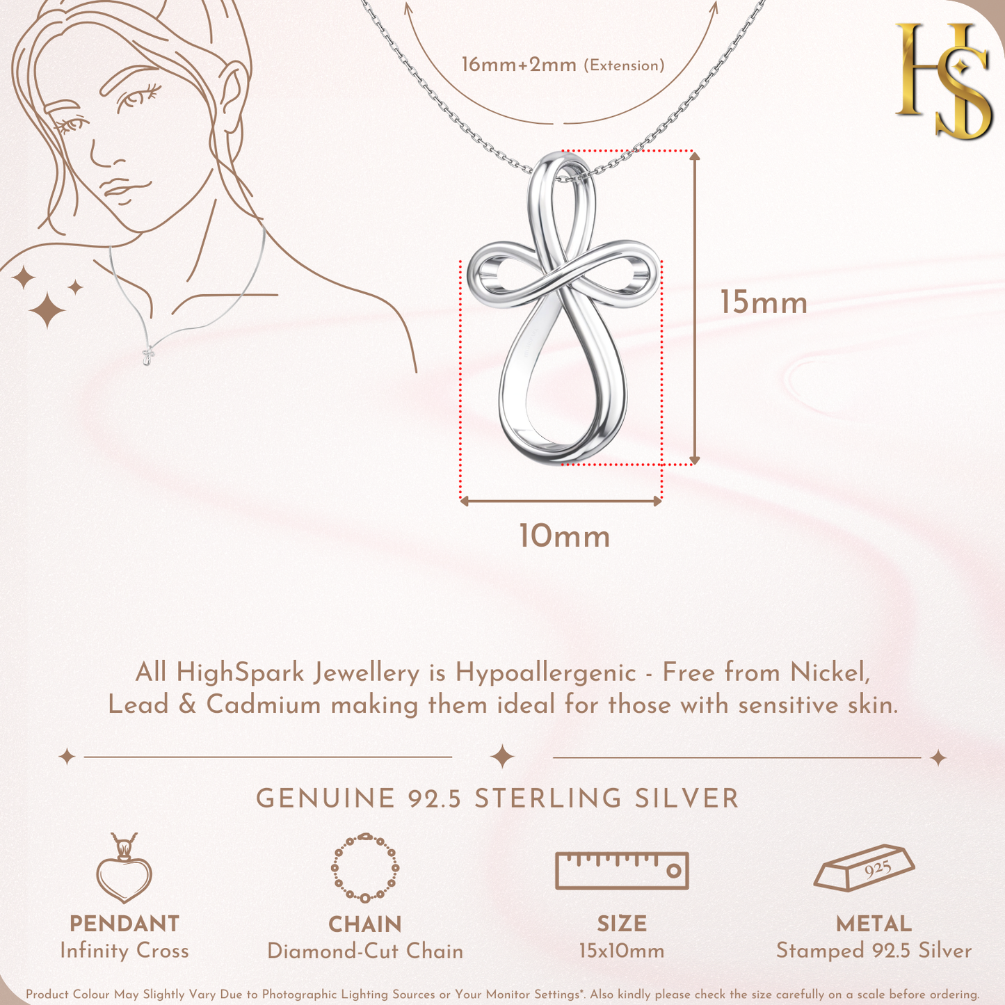 Infinity Cross Pendant Necklace for women