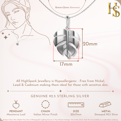 Leaf Pendant Necklace In 92.5 Sterling Silver For Women