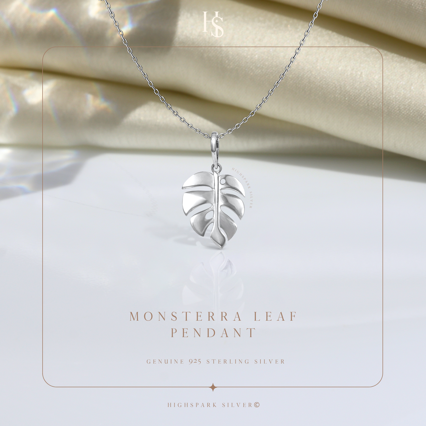 Leaf Pendant Necklace In 92.5 Sterling Silver For Women