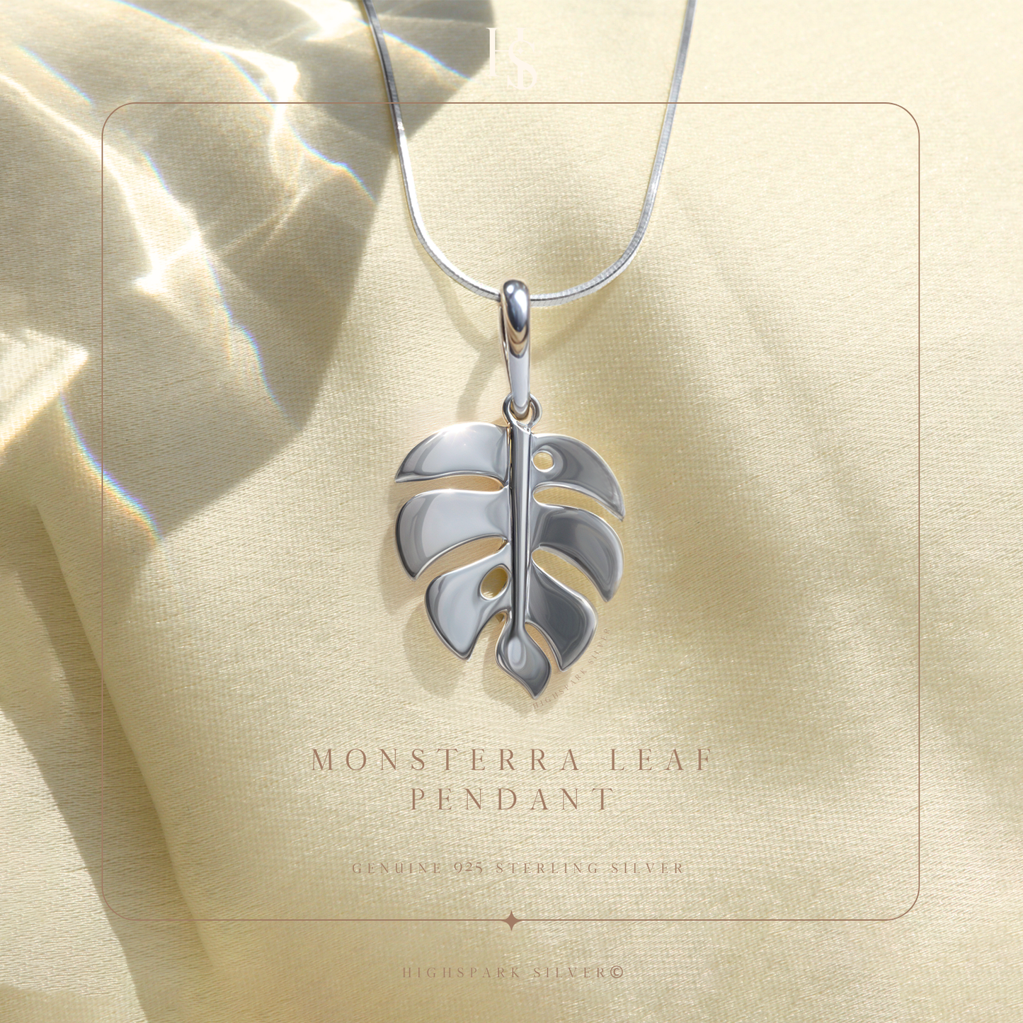 Leaf Pendant Necklace in 92.5 Silver