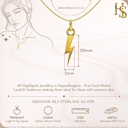 Light It Up Spark Pendant With Chain in 925 Sterling Silver With 18k Gold Finish