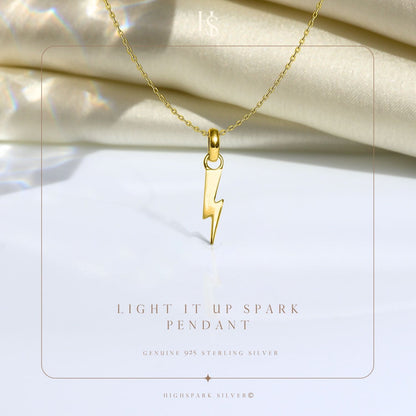 Light It Up Spark Pendant With Chain in 925 Sterling Silver With 18k Gold Finish