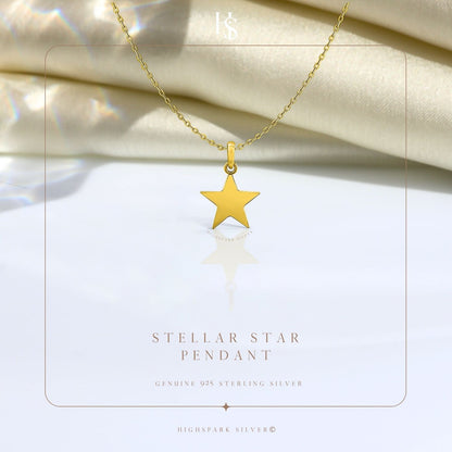 Stellar Star Pendant With Chain in 925 Sterling Silver WIth 18k Gold Finish
