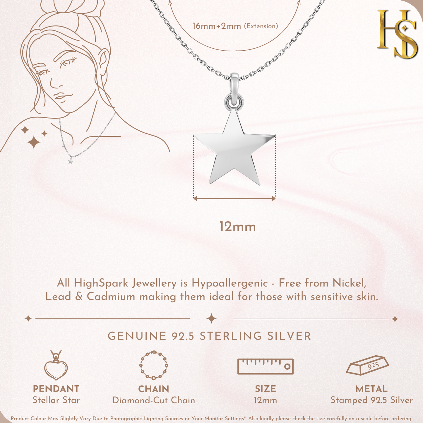 Rising Star Pendant Necklace in 92.5 Silver