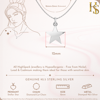 Rising Star Pendant Necklace in 92.5 Silver