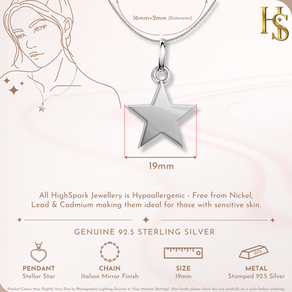 Rising Star Pendant Necklace in 92.5 Silver