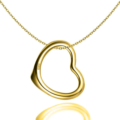 Dazzling Heart Pendant With Chain in 925 Sterling Silver With 18k Gold Finish for Women