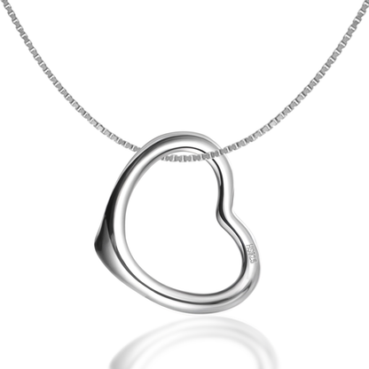 Hollow Heart Pendant Necklace in 92.5 Silver