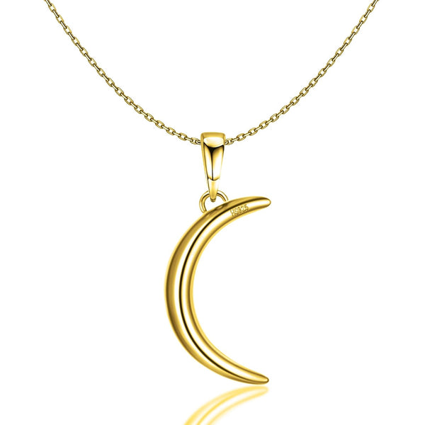 Glistening Crescent Moon Pendant With Chain in 925 Sterling Silver With 18k Gold Finish For Women