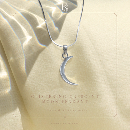 Crescent Moon Pendant Necklace in 92.5 Silver