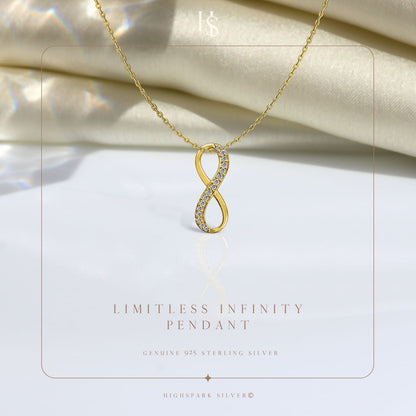 Limitless Infinity Pendant With Chain in 925 Sterling Silver With 18k Gold Finish For Women