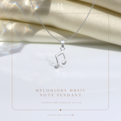 Music Note Pendant in 92.5 Sterling Silver For Women