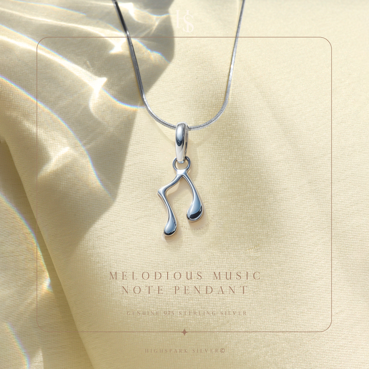 Music Note Pendant in 92.5 Sterling Silver For Women