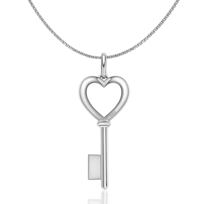 Heart Key Pendant in 92.5 Sterling Silver For Women