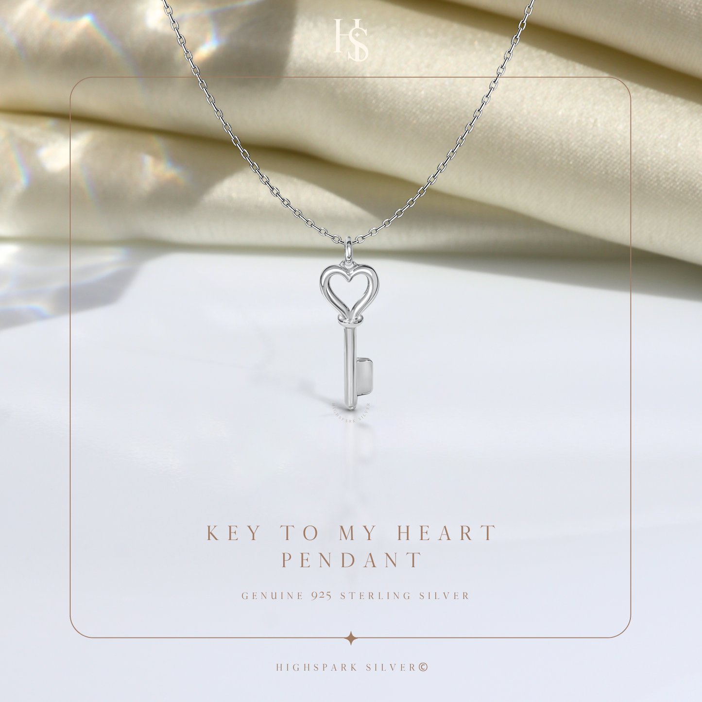 Heart Key Pendant in 92.5 Sterling Silver For Women