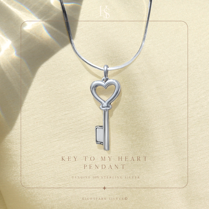 Heart Key Pendant in 92.5 Sterling Silver For Women