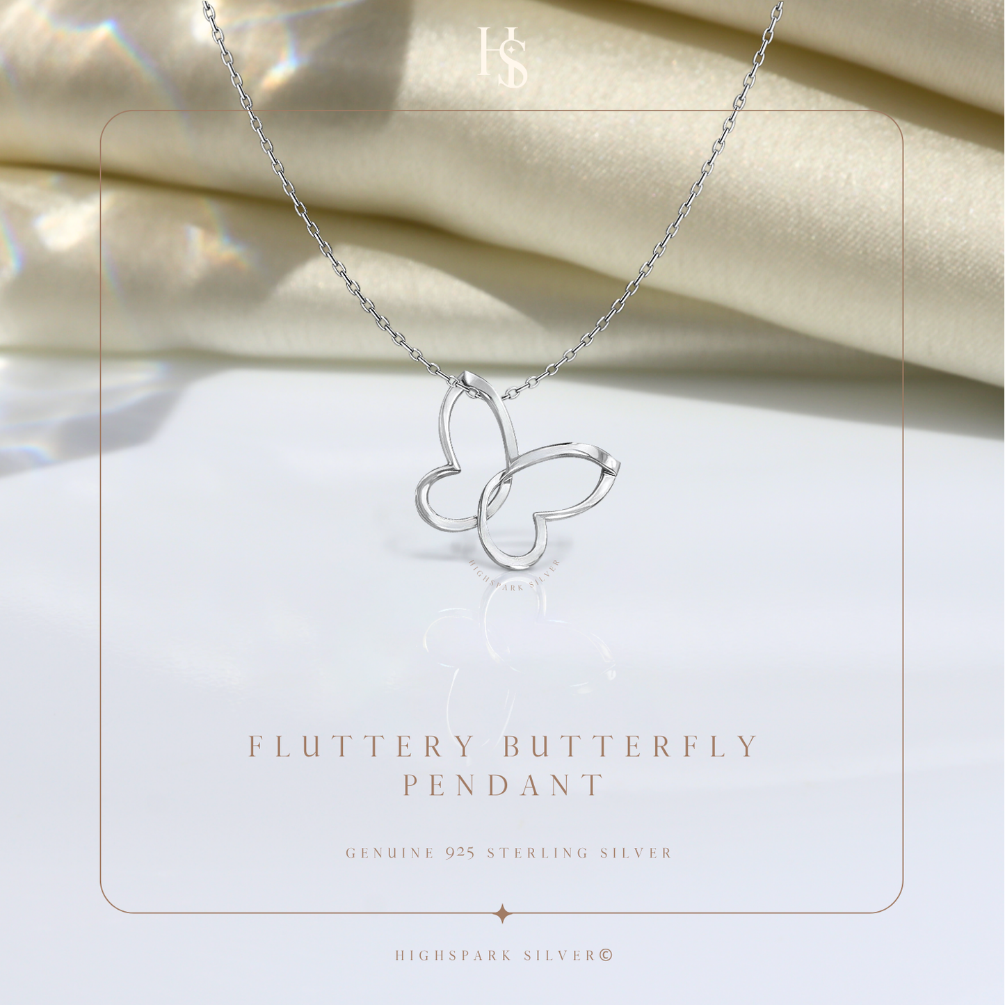 Playful Butterfly Pendant in 925 Sterling Silver for Women