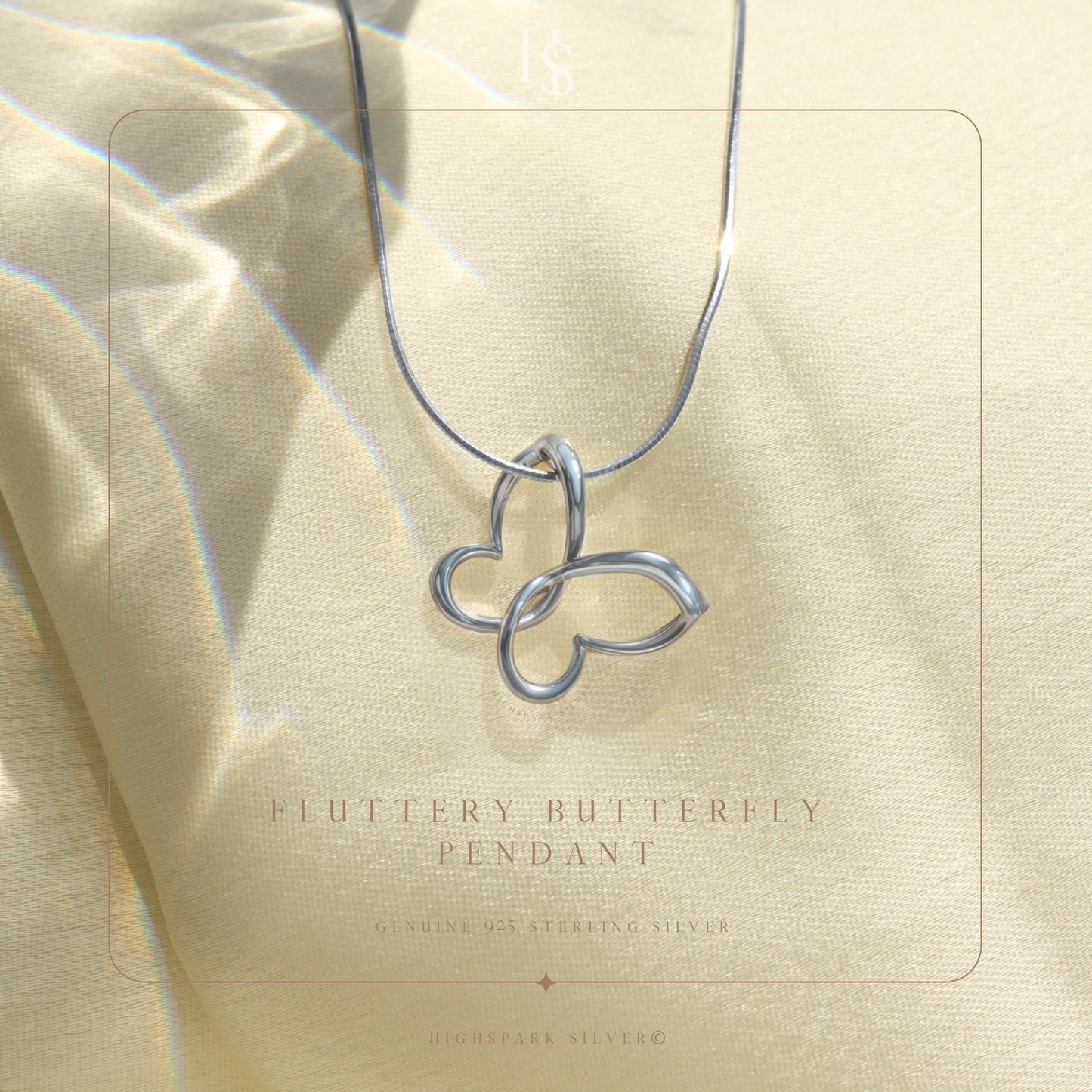 Playful Butterfly Pendant in 925 Sterling Silver for Women