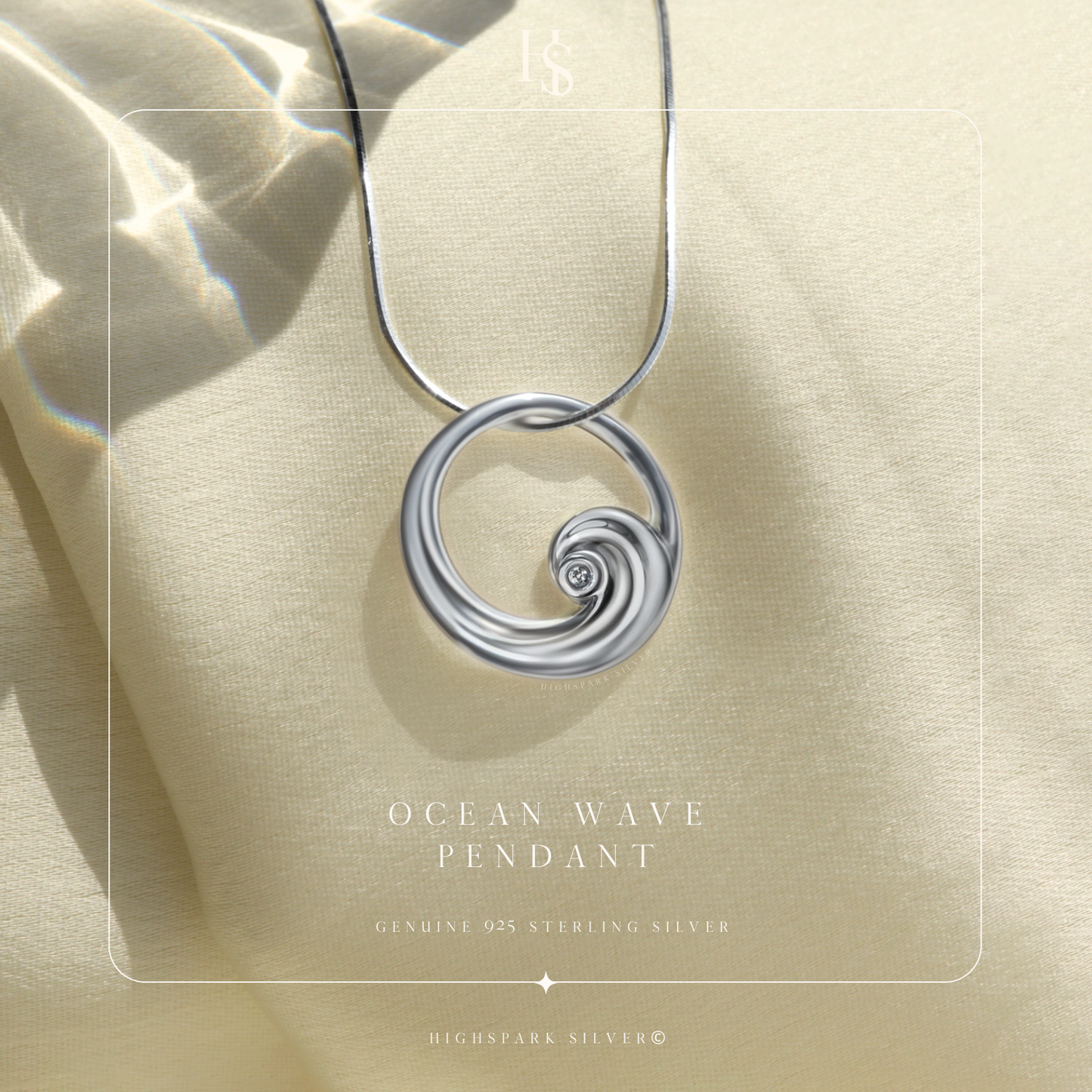 Ocean Wave Pendant in 92.5 Sterling Silver For Women