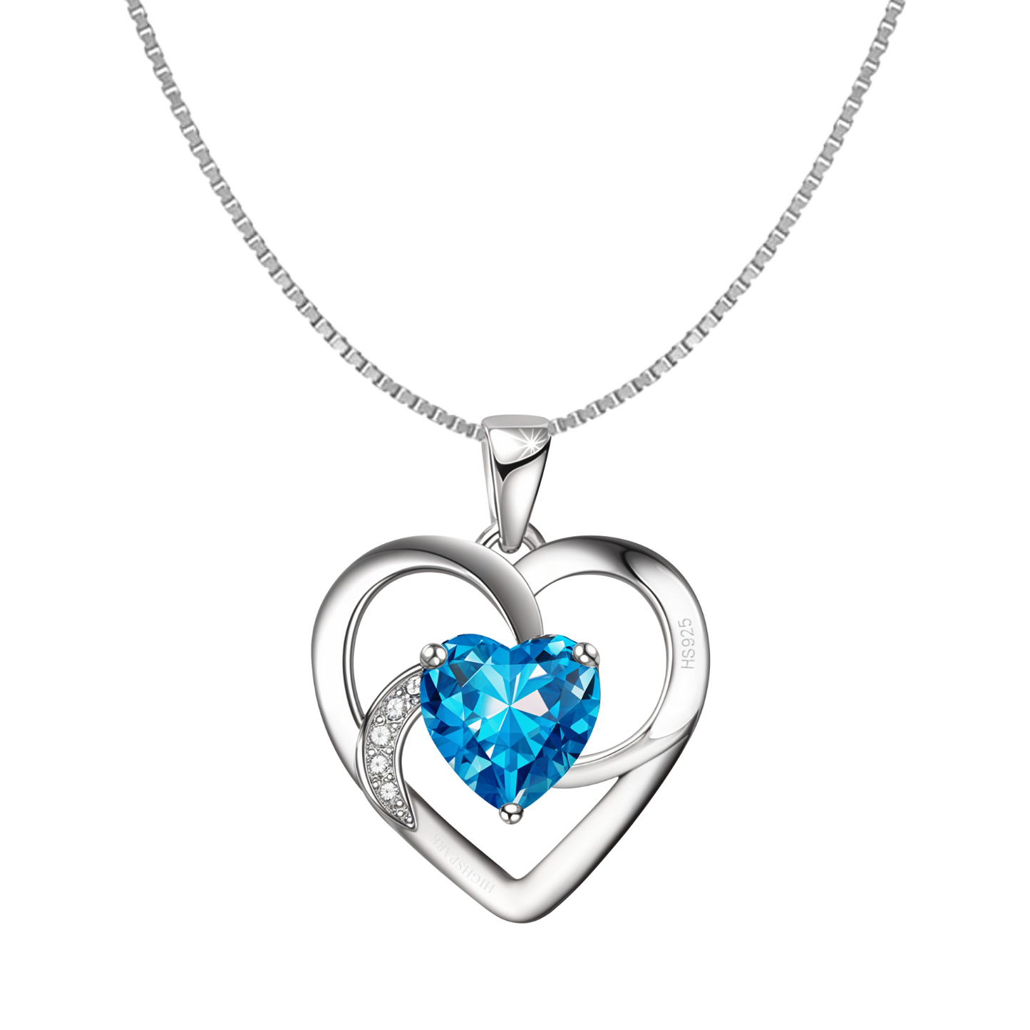 Oceanic Blue Swirl Heart Pendant in 925 Sterling Silver for Women with Brilliance Sparkling Zirconia