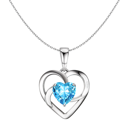 Oceanic Blue Swirl Heart Pendant in 925 Sterling Silver for Women with Brilliance Sparkling Zirconia