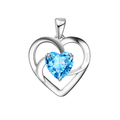 Oceanic Blue Swirl Heart Pendant in 925 Sterling Silver for Women with Brilliance Sparkling Zirconia