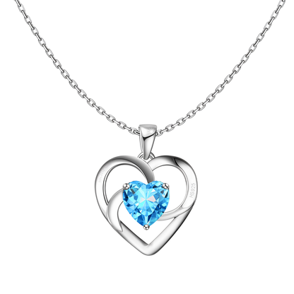 Oceanic Blue Swirl Heart Pendant in 925 Sterling Silver for Women with Brilliance Sparkling Zirconia