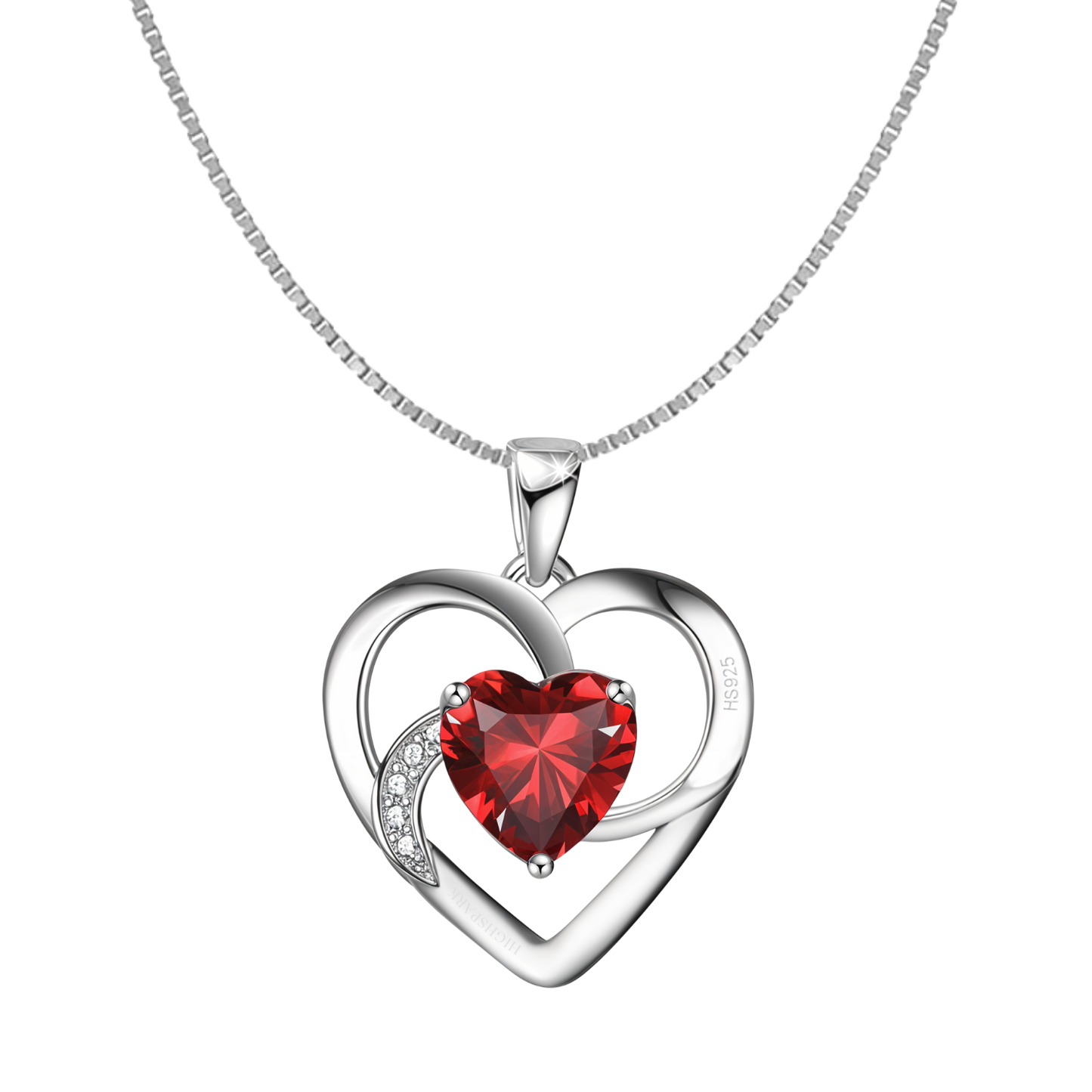 Valentine Red Swirl Heart Pendant  in 925 Sterling Silver for Women with Brilliance Sparkling Zirconia