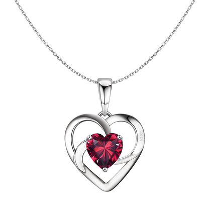 Valentine Red Swirl Heart Pendant  in 925 Sterling Silver for Women with Brilliance Sparkling Zirconia