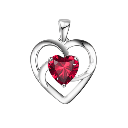 Valentine Red Swirl Heart Pendant  in 925 Sterling Silver for Women with Brilliance Sparkling Zirconia