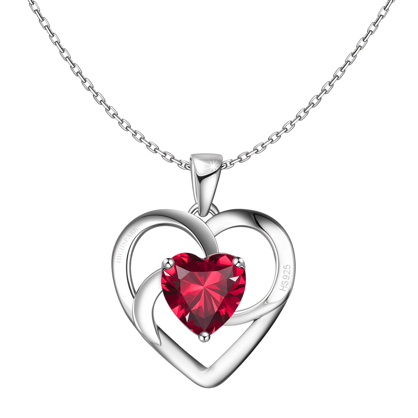 Valentine Red Swirl Heart Pendant  in 925 Sterling Silver for Women with Brilliance Sparkling Zirconia