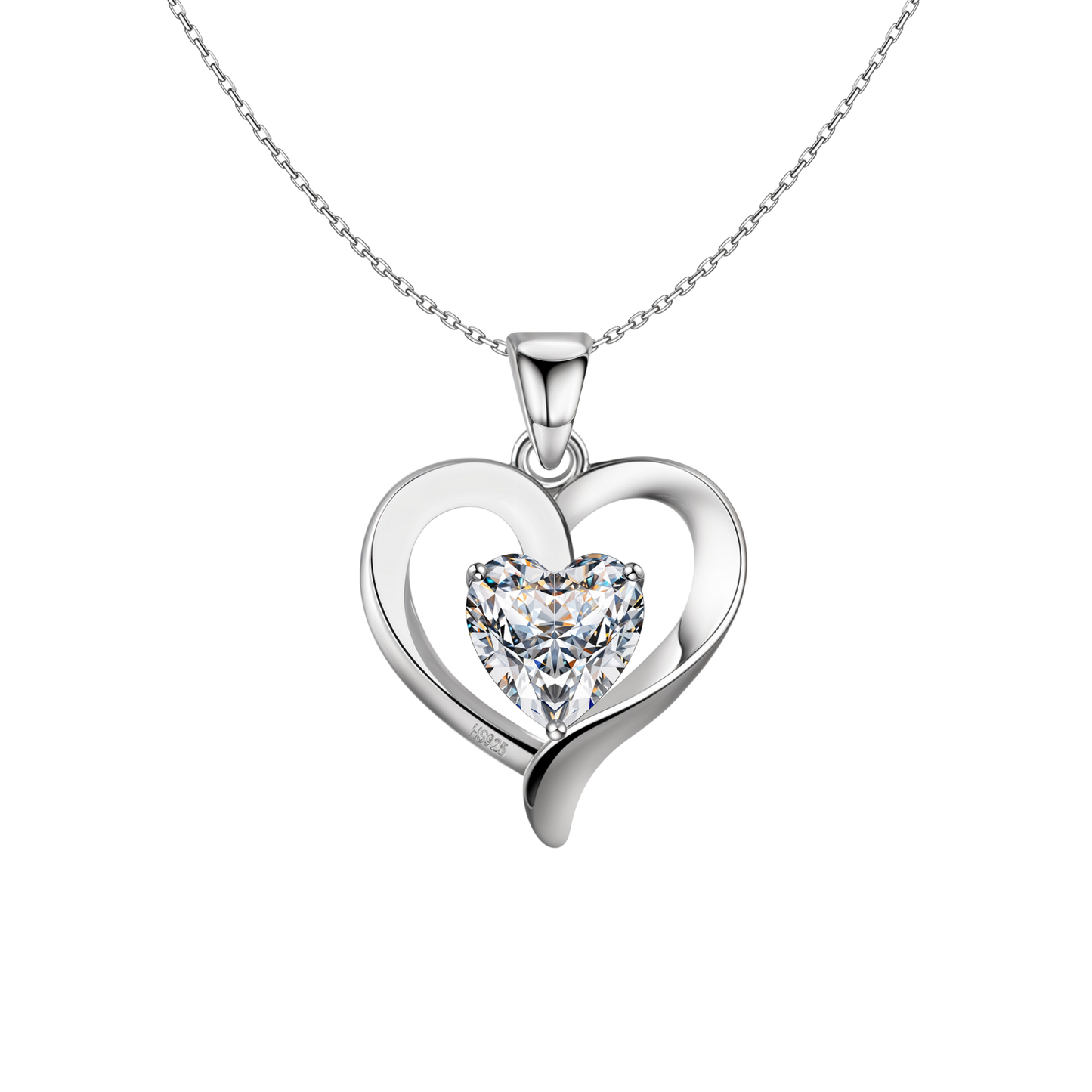 Matters Of Heart Solitaire Pendant in 92.5 Sterling Silver With Diamond like Brilliance Zirconia
