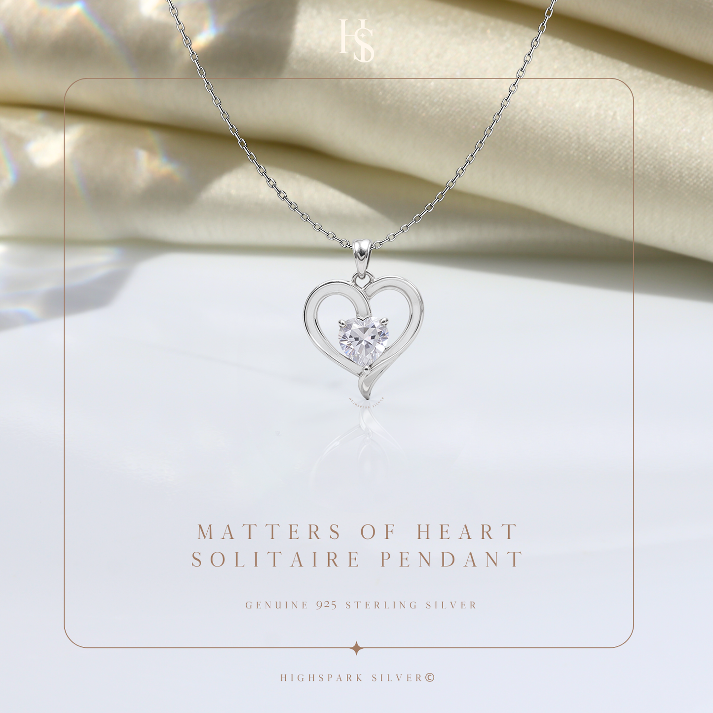 Matters Of Heart Solitaire Pendant in 92.5 Sterling Silver With Diamond like Brilliance Zirconia