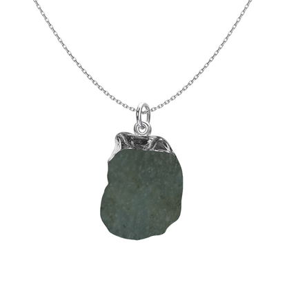 Natural Raw Gemstone Labradorite Rough Cut Pendant in 92.5 Sterling Silver