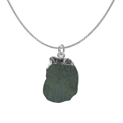 Natural Raw Gemstone Labradorite Rough Cut Pendant in 92.5 Sterling Silver