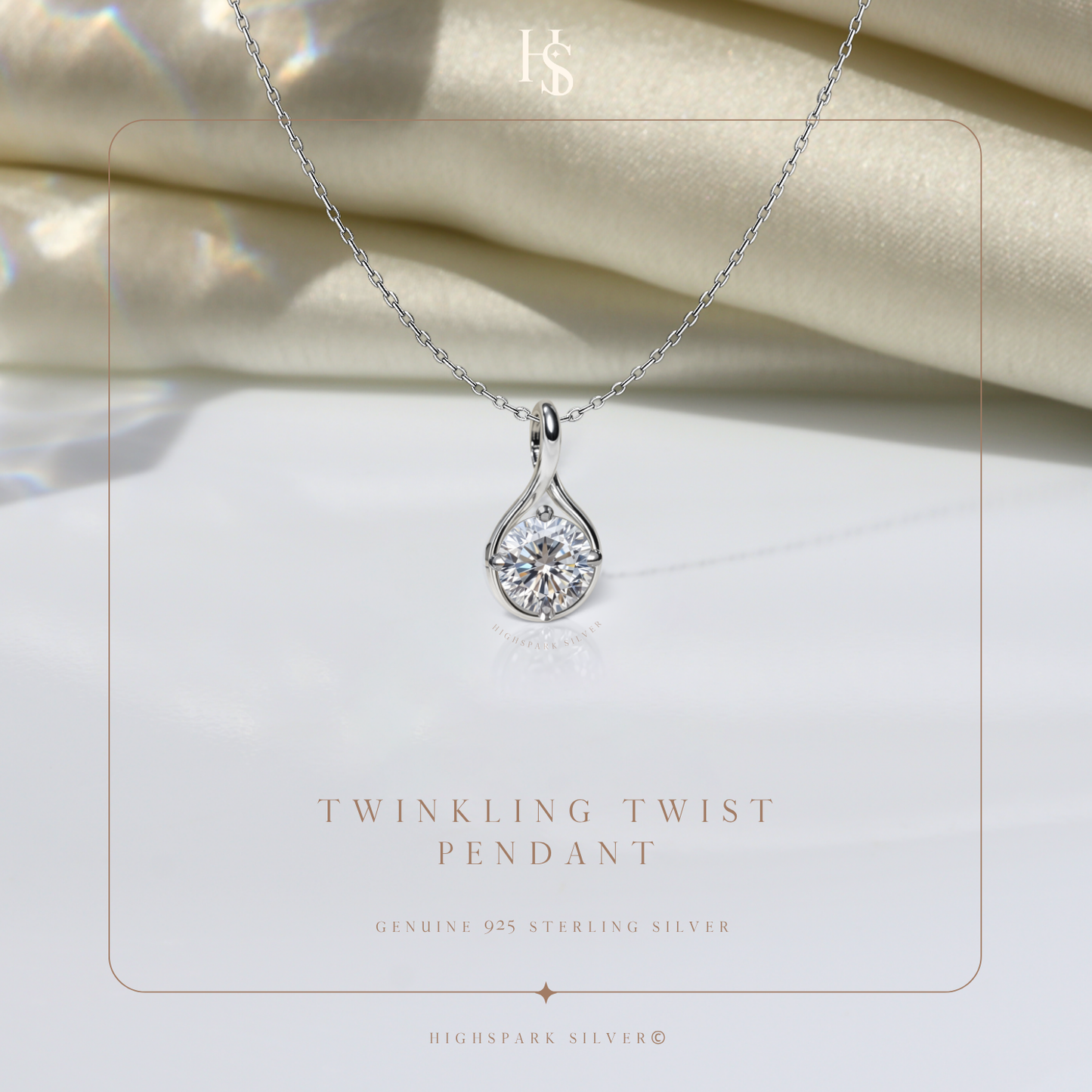 Twinkling Twist Pendant in 92.5 Sterling Silver For Women
