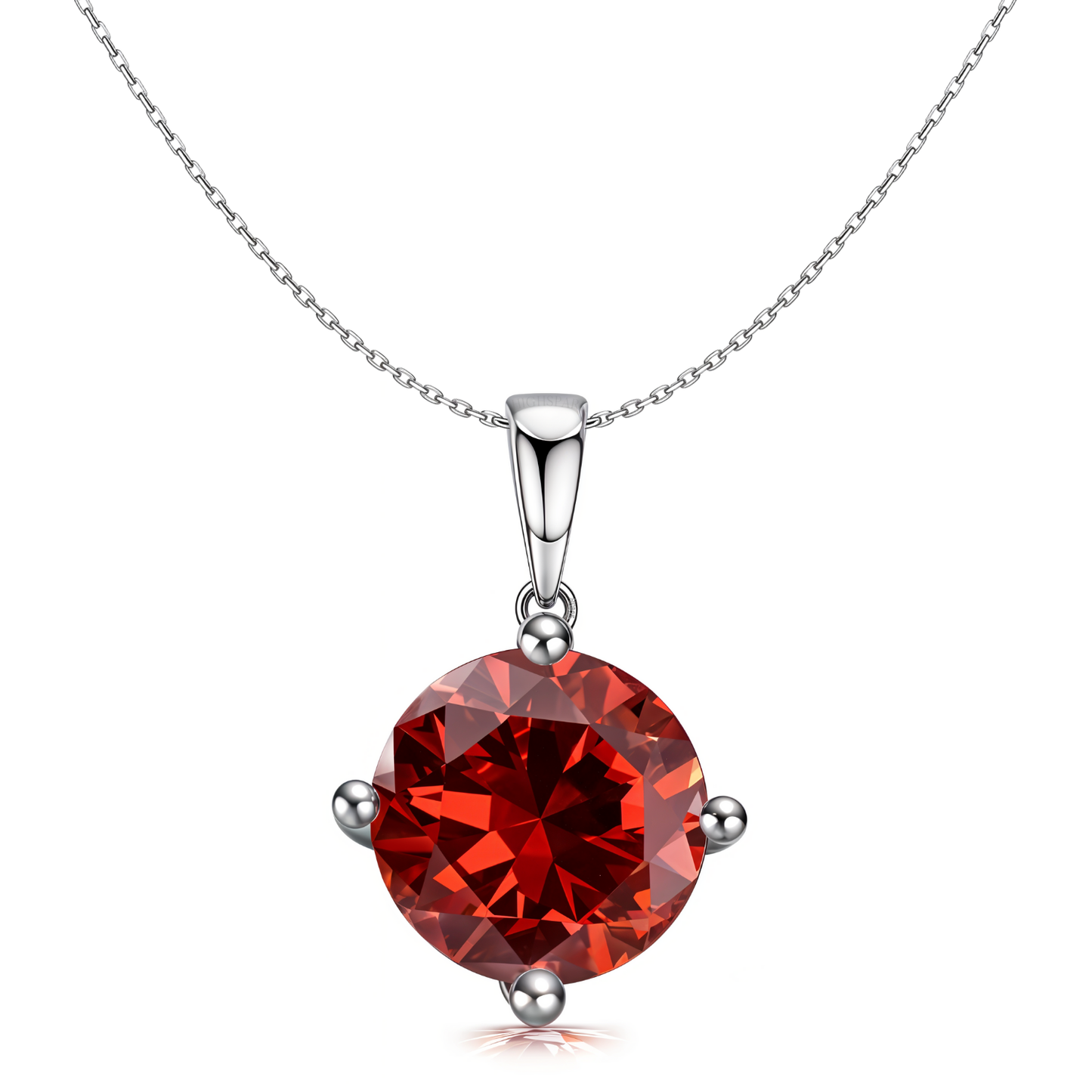 Garnet Zirconia Birthstone Pendant With Chain in 925 Sterling Silver For Women