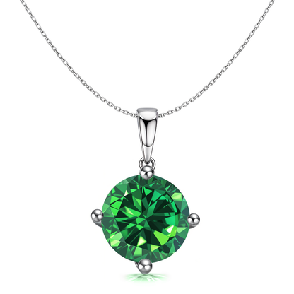 Emrald Zirconia Birthstone Pendant With Chain in 925 Sterling Silver For Women