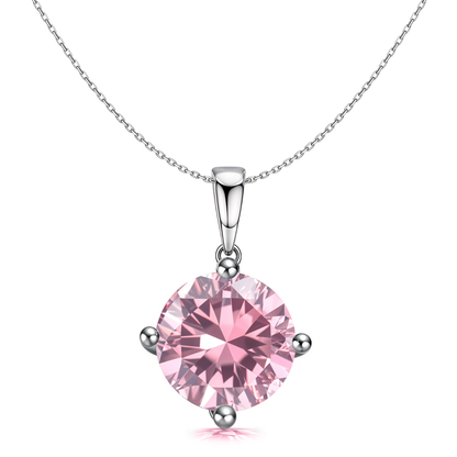 Tourmaline Zirconia Birthstone Pendant With Chain in 925 Sterling Silver For Women