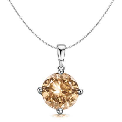 Citrine Zirconia Birthstone Pendant With Chain in 925 Sterling Silver For Women