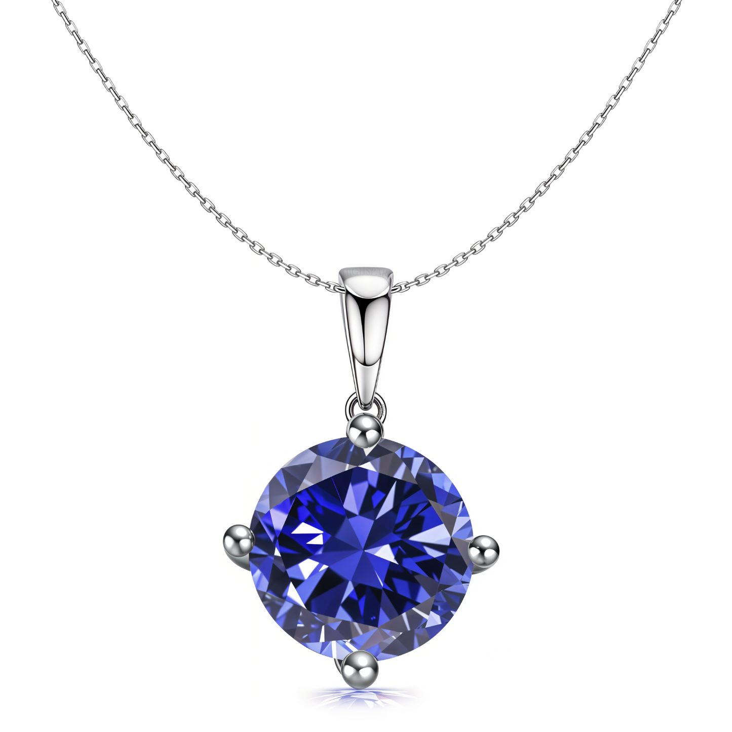 Tanzanite Zirconia Birthstone Pendant With Chain in 925 Sterling Silver For Women