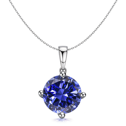 Tanzanite Zirconia Birthstone Pendant With Chain in 925 Sterling Silver For Women