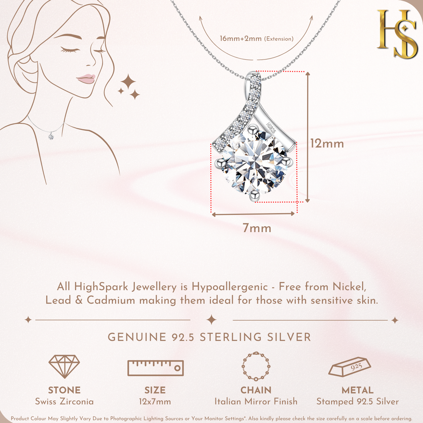 Starlit Solitaire Pendant in 92.5 Sterling Silver With Diamond like Brilliance Zirconia