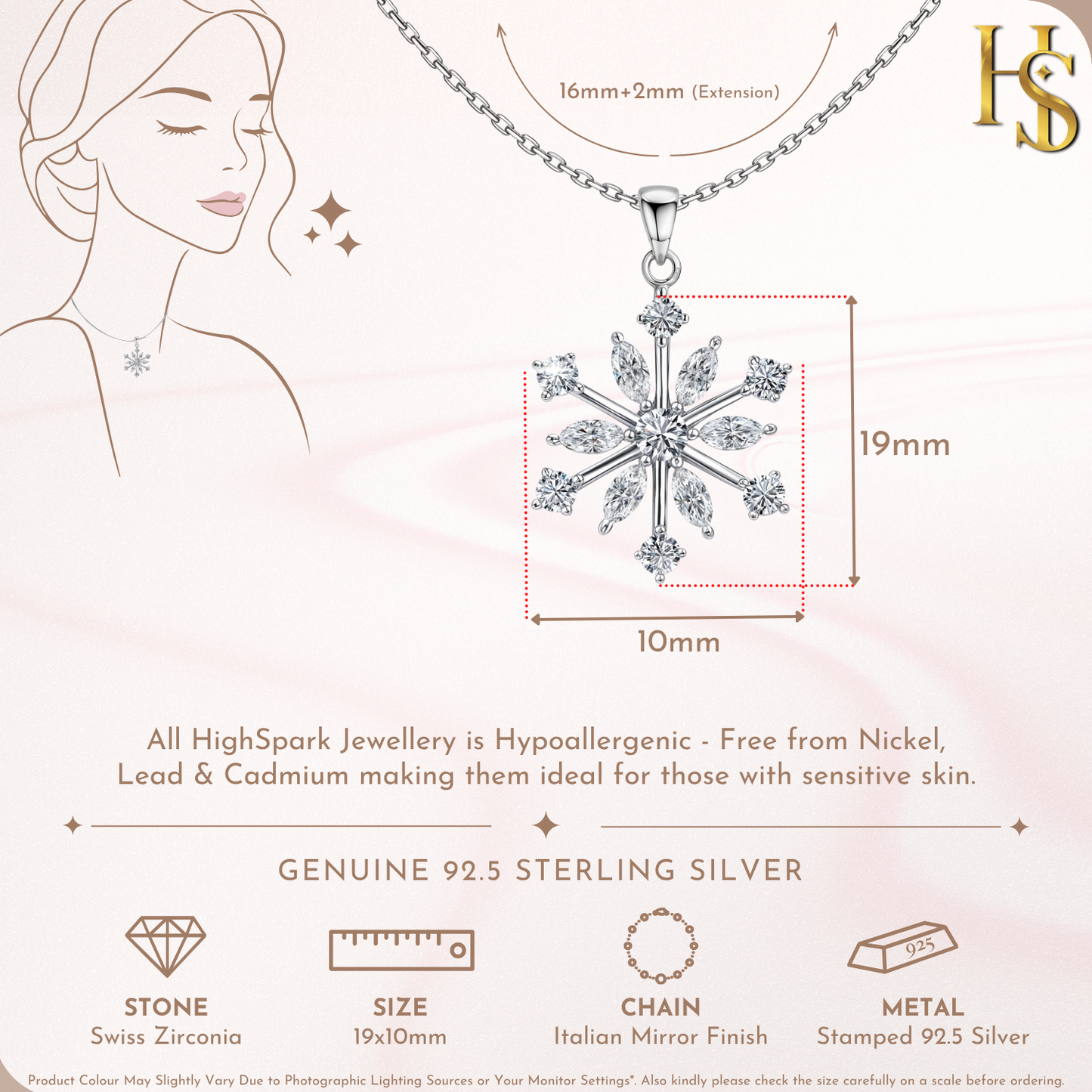 Classic Snowflake Solitaire Pendant in 92.5 Sterling Silver With Diamond like Brilliance Zirconia