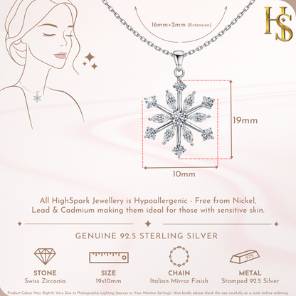 Classic Snowflake Solitaire Pendant in 92.5 Sterling Silver With Diamond like Brilliance Zirconia