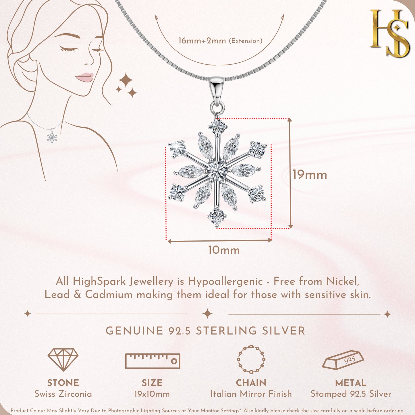 Classic Snowflake Solitaire Pendant in 92.5 Sterling Silver With Diamond like Brilliance Zirconia