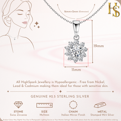 Radiant Blossom Solitaire Pendant in 92.5 Sterling Silver With Diamond like Brilliance Zirconia