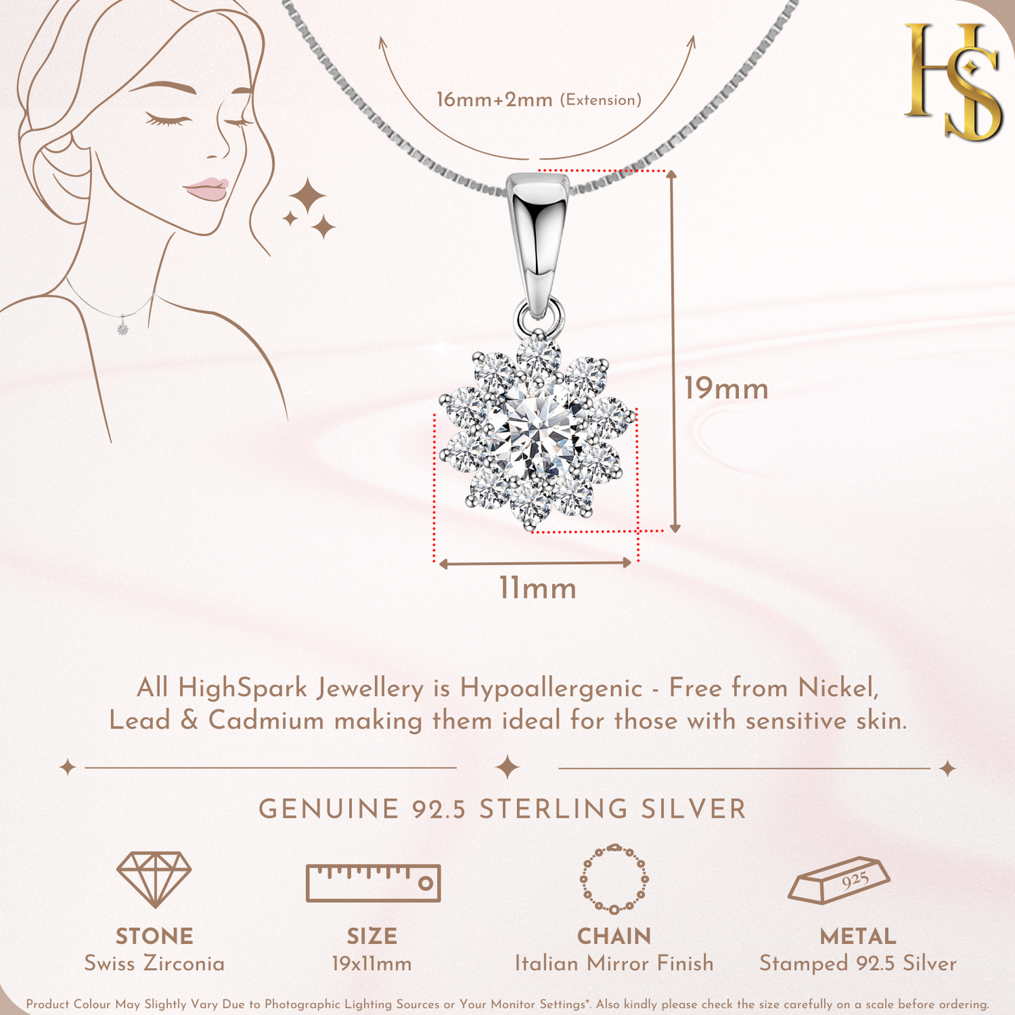 Radiant Blossom Solitaire Pendant in 92.5 Sterling Silver With Diamond like Brilliance Zirconia